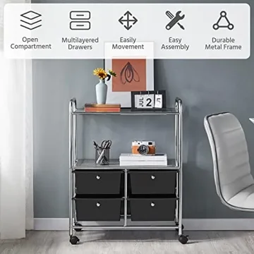 Yaheetech 4-Drawer Rolling Storage Cart for Organization