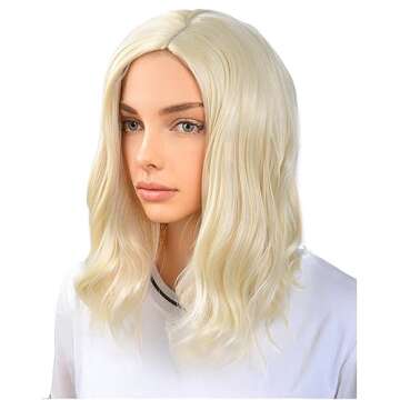 BERON Blonde Wigs 14 Inch Curly Light Blonde Cosplay