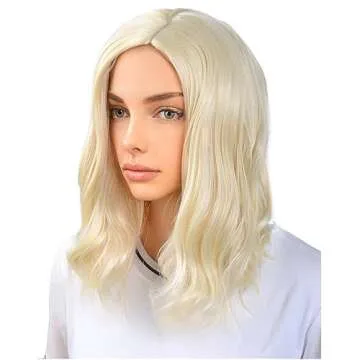 BERON Blonde Wigs 14 Inch Curly Light Blonde Cosplay