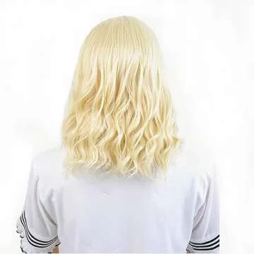 BERON Blonde Wigs 14 Inch Curly Light Blonde Cosplay
