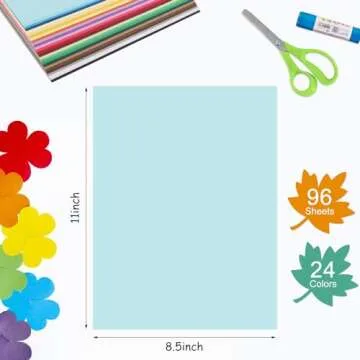 96 Sheets Assorted Colored Cardstock for Crafts and Projects