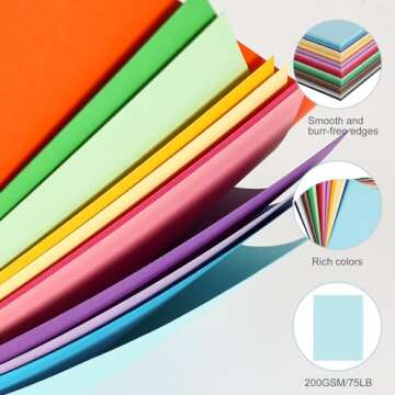 96 Sheets Assorted Colored Cardstock for Crafts and Projects