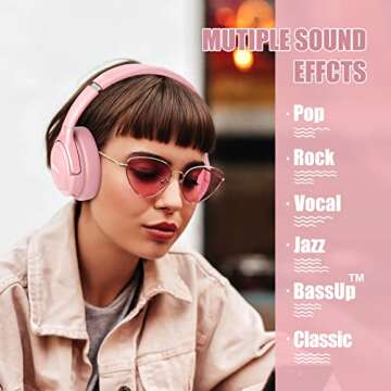 Bluetooth Wireless Headphones Over Ear,BERIBES 65H Playtime and 6 EQ Music Modes with Microphone, Hi...