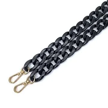 DIY 40 Inches Acrylic Purse Chain Bag Chain Plastic Handbag Chain Strap Shoulder Cross Body Strap Purse Handles Bag Replacement Straps with Metal Buckles (Black, 40" (100cm))