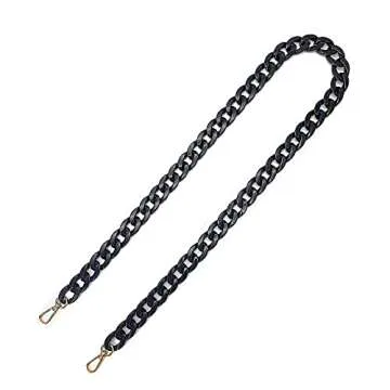 DIY 40 Inches Acrylic Purse Chain Bag Chain Plastic Handbag Chain Strap Shoulder Cross Body Strap Purse Handles Bag Replacement Straps with Metal Buckles (Black, 40" (100cm))