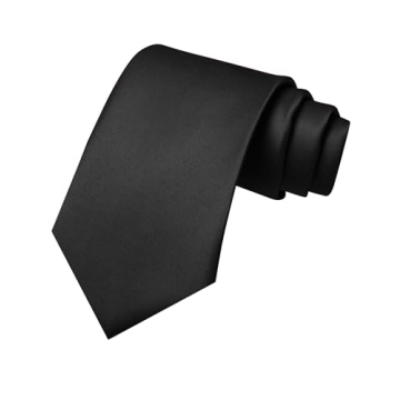JEMYGINS Black Tie Silk Necktie for Men - Elegant Business & Wedding Accessory