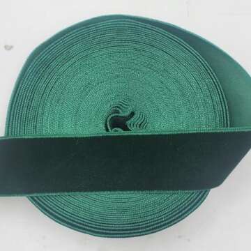 10 Yards Velvet Ribbon Spool (Dark Green, 1")