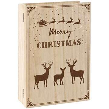 BRUBAKER Reusable Wooden Advent Calendar to Fill - Merry Christmas Book - DIY Christmas Calendar 7.7...