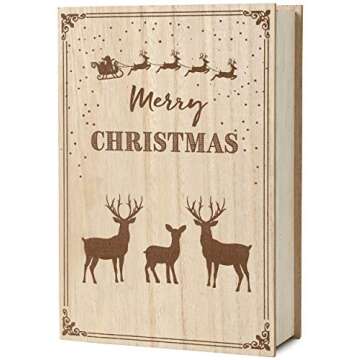 BRUBAKER Reusable Wooden Advent Calendar to Fill - Merry Christmas Book - DIY Christmas Calendar 7.72 x 2.95 x 11.81 inches