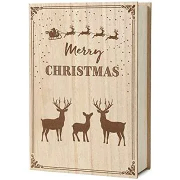 BRUBAKER Reusable Wooden Advent Calendar to Fill - Merry Christmas Book - DIY Christmas Calendar 7.72 x 2.95 x 11.81 inches