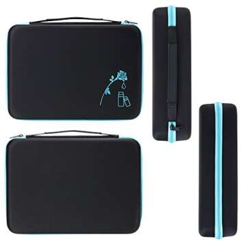 Hipiwe 70 Essential Oils Carrying Case Holds 5ml, 10ml, 15ml Bottles Hard Shell Exterior EVA Essential Oils Storage Organzier Bag with Foam Insert and Carrying Handle, Blue