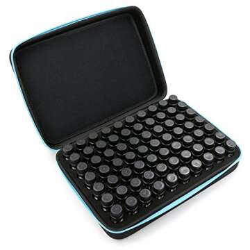 Hipiwe 70 Essential Oils Carrying Case Holds 5ml, 10ml, 15ml Bottles Hard Shell Exterior EVA Essential Oils Storage Organzier Bag with Foam Insert and Carrying Handle, Blue