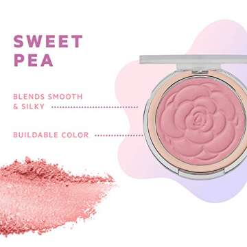 FLOWER BEAUT Pots Powder Blush Smooth Silky Skin Tone Enhancing Soft Satin Finish Makeup, Sweet Pea, 0.21 Ounce