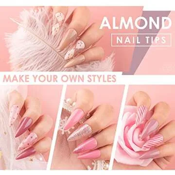 Gellen Nail Tips And Glue Gel Kit, Gel x Nail Kit With 240Pcs Full Matte Almond Fake Nails, 3 In 1 Nail Glue, LED Nail Lamp For Gel Nail Extension Kit, DIY Nail Art Decorations Manicure Tools Gift Set