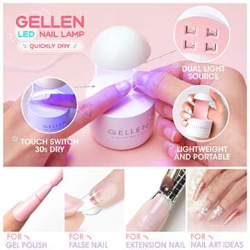 Gellen Nail Tips And Glue Gel Kit, Gel x Nail Kit With 240Pcs Full Matte Almond Fake Nails, 3 In 1 Nail Glue, LED Nail Lamp For Gel Nail Extension Kit, DIY Nail Art Decorations Manicure Tools Gift Set