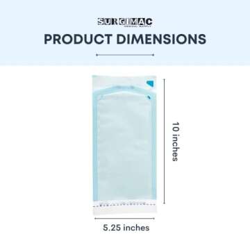 SurgiMac 5.25" x 10" Self Sterilization Pouches for Dental Offices, Autoclave Sterilizer Bags Pouch for Dentist Tools, 200 Pouches Per Box, 1 Box of Paper Blue Film