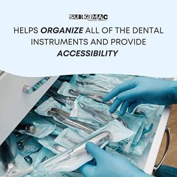 SurgiMac 5.25" x 10" Self Sterilization Pouches for Dental Offices, Autoclave Sterilizer Bags Pouch for Dentist Tools, 200 Pouches Per Box, 1 Box of Paper Blue Film