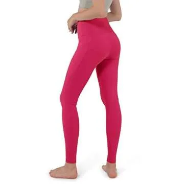 ODODOS Women's High Waisted Yoga Leggings with Pockets,Tummy Control Non See Through Workout Athletic Running Yoga Pants, Full-Length, Fuchsia,X-Large