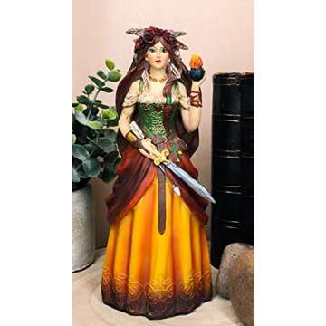 Ebros Celtic Irish Goddess Brigid Threefold Deity of Healing Poetry Smithcraft Figurine Holding Eter...