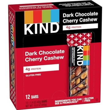 KIND Bars Dark Chocolate Cherry Cashew Snacks 12 Count