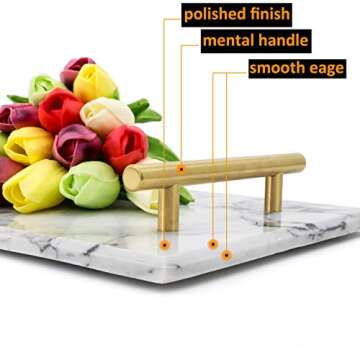 LUANT Marble Stone Decorative Tray for Counter, Vanity, Dresser, nightstand, or Desk, Dimension 11-2/3"L X 7-3/4"W X 2" H