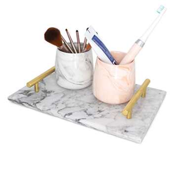 LUANT Marble Stone Decorative Tray for Counter, Vanity, Dresser, nightstand, or Desk, Dimension 11-2/3"L X 7-3/4"W X 2" H