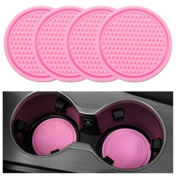 SINGARO Car Cup Coaster 4PCS - Durable, Stylish & Non-Slip Silicone Coasters for Car Interiors