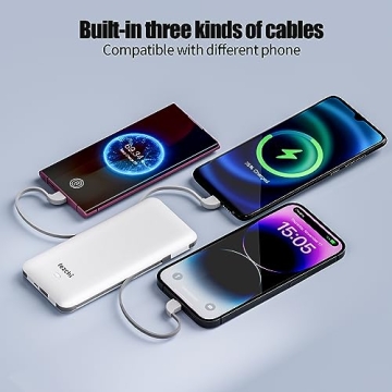 LEZCHI 10000mAh Power Bank Built-in AC Plug Cables