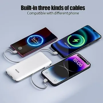 LEZCHI 10000mAh Power Bank Built-in AC Plug Cables