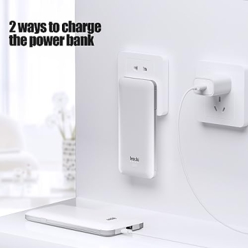 LEZCHI 10000mAh Power Bank Built-in AC Plug Cables