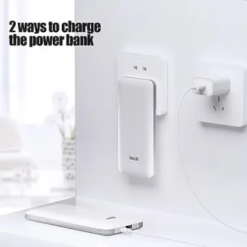 LEZCHI 10000mAh Power Bank Built-in AC Plug Cables