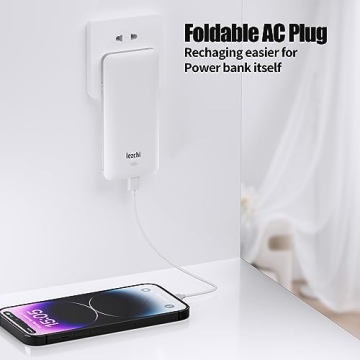 LEZCHI 10000mAh Power Bank Built-in AC Plug Cables