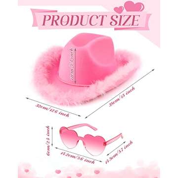20 Pieces Cowboy Cowgirl Hats Pink Heart Shaped Sunglasses for Women Western Party Wedding Party