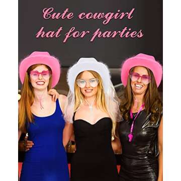 20 Pieces Cowboy Cowgirl Hats Pink Heart Shaped Sunglasses for Women Western Party Wedding Party