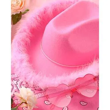 20 Pieces Cowboy Cowgirl Hats Pink Heart Shaped Sunglasses for Women Western Party Wedding Party