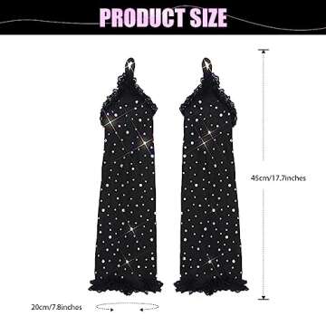 Eyret Rhinestone Lace Gloves Black Fingerless Gloves Sparkle Elbow Length Gloves Evening Party Opera Costume Rave Outfit for Women and Girls