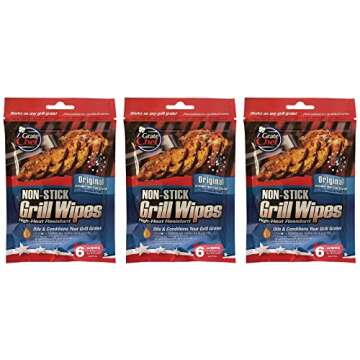 Grate Chef Non-Stick Disposable Grill Wipes, 6 Count per Package, 3 Pack