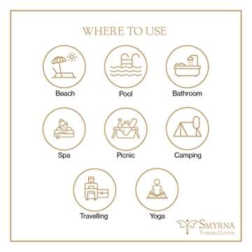 SMYRNA TURKISH COTTON Classical Series Original Turkish Beach Towel | Prewashed, 37 x 71 Inches | Peshtemal and Turkish Bath Towel for SPA, Beach, Pool, Gym and Bathroom, Beige