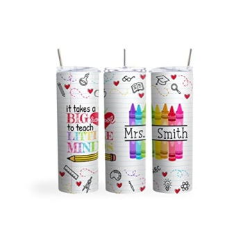 20oz Personalized Teacher Gift - Stainless Steel Double Wall Tumbler With Lid And Straw
