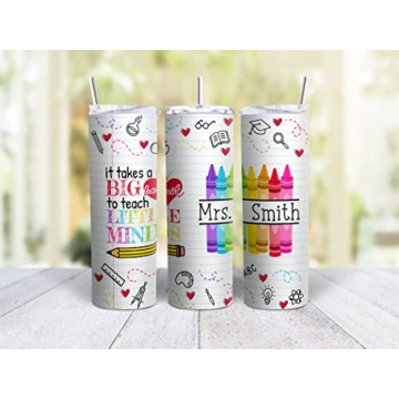 20oz Personalized Teacher Tumbler with Lid and Straw