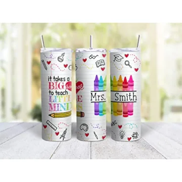 20oz Personalized Teacher Tumbler with Lid and Straw