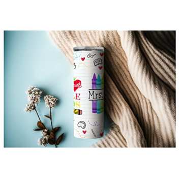 20oz Personalized Teacher Tumbler with Lid and Straw