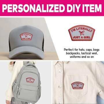 I'm Literally Just A Girl Patch 3 Inches Iron On/Sew On Embroidered Applique Patch for Clothes Backpacks Hats Cute Bow Girly Gift for Girl DIY Accessories Gifts for Mom Dad Friends Coworkers