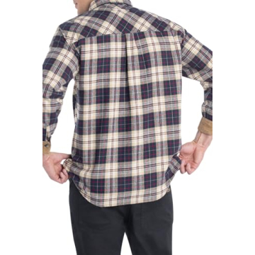 Legendary Whitetails Men's Standard Buck Camp Flannel, Long Sleeve Plaid Button Down Casual Shirt, Corduroy Cuffs, Tartan Stone, Large