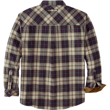 Legendary Whitetails Men's Standard Buck Camp Flannel, Long Sleeve Plaid Button Down Casual Shirt, Corduroy Cuffs, Tartan Stone, Large