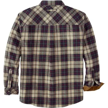 Legendary Whitetails Men's Standard Buck Camp Flannel, Long Sleeve Plaid Button Down Casual Shirt, Corduroy Cuffs, Tartan Stone, Large