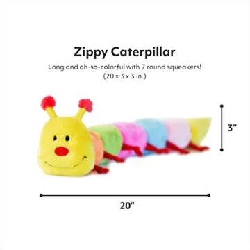 ZippyPaws Large Caterpillar - Dog Toys to Keep Them Busy, for Medium and Large Dogs, Squeaky Pet Toy for Boredom, Stuffed Chew Toy, Soft Plush Puppy Products, 7 Round Squeakers - 20"