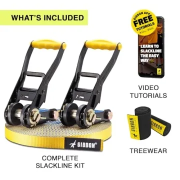 GIBBON Flowline Slackline - Durable 82ft Kit for All Ages