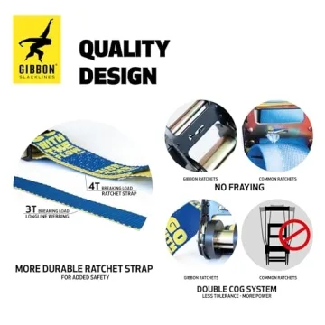 GIBBON Flowline Slackline - Durable 82ft Kit for All Ages