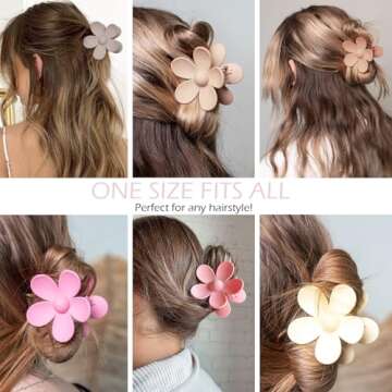 Flower Hair Clips for Women - 6 PCS in Vibrant Colors